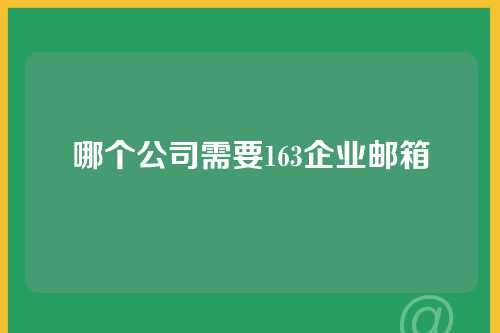 哪个公司需要163企业邮箱