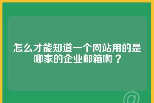 怎么才能知道一个网站用的是哪家的企业邮箱啊 ？