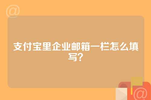 支付宝里企业邮箱一栏怎么填写？