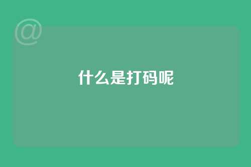 什么是打码呢