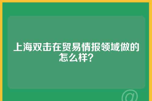 上海双击在贸易情报领域做的怎么样？